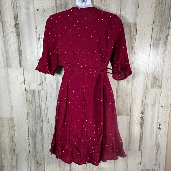 Rails Aimee Dress M | Rouge Offset Dot | Ruffle Hem | 100% Rayon | MSRP: $208 - Picture 2 of 11